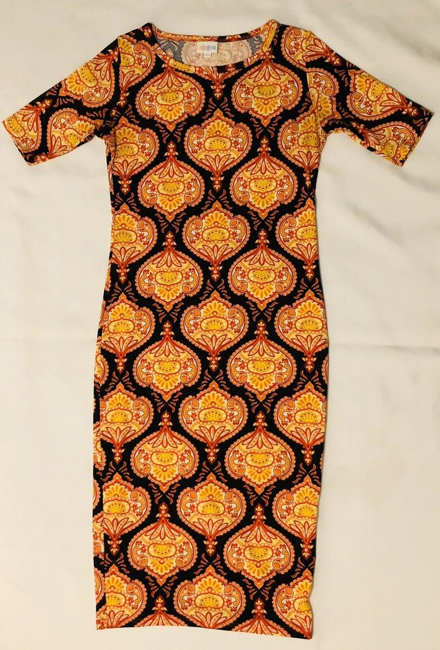 LuLaRoe Julia Dress Women XS Multicolor Pattern Stretch Comfort Casual Career